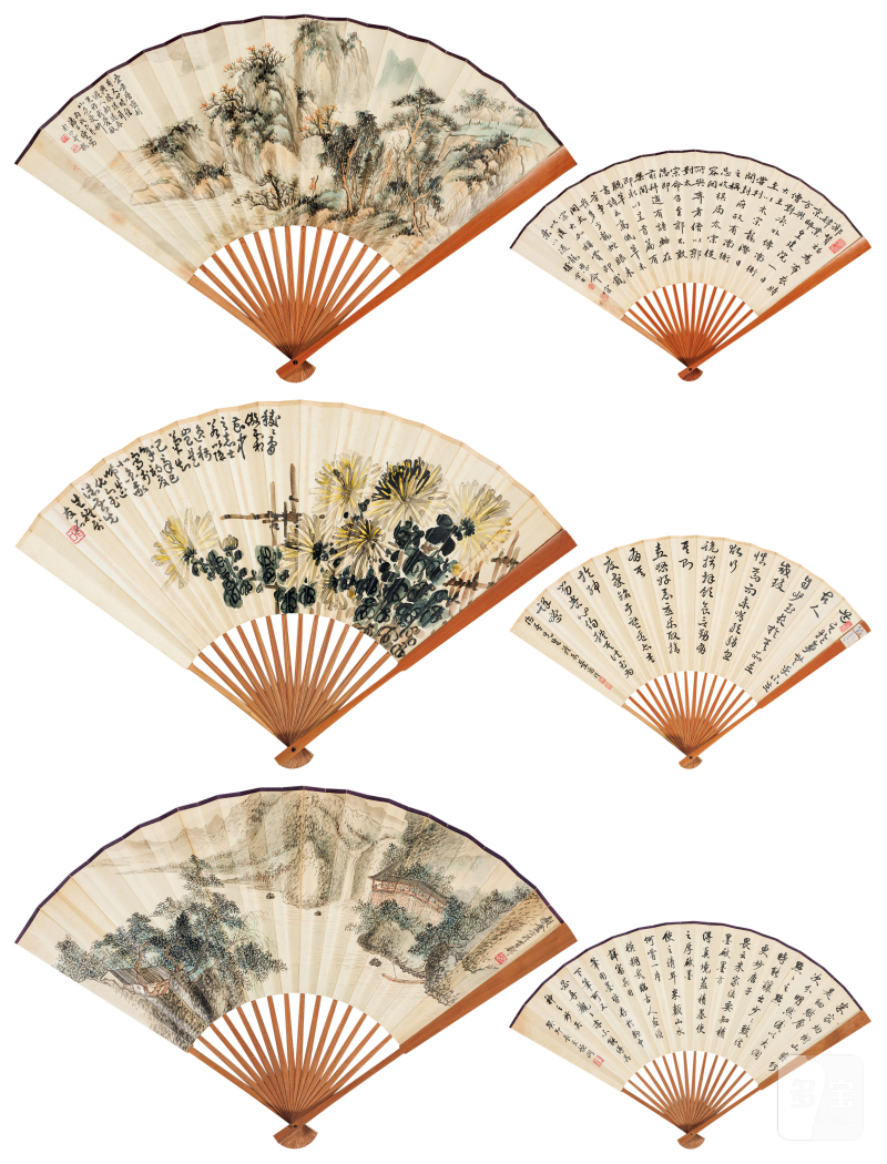 潘子燮 1908-？ 层峦叠嶂  王友石 1892-1965 菊花 - 图2
